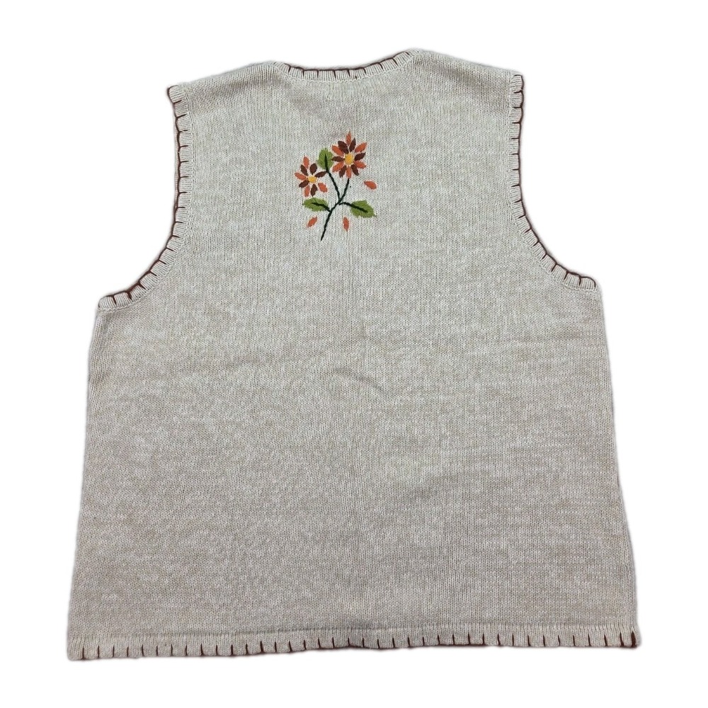 Vintage Fall Sweater Cardigan Womens Large Fall Autumn Leaves Thanksgiving - Picture 2 of 9